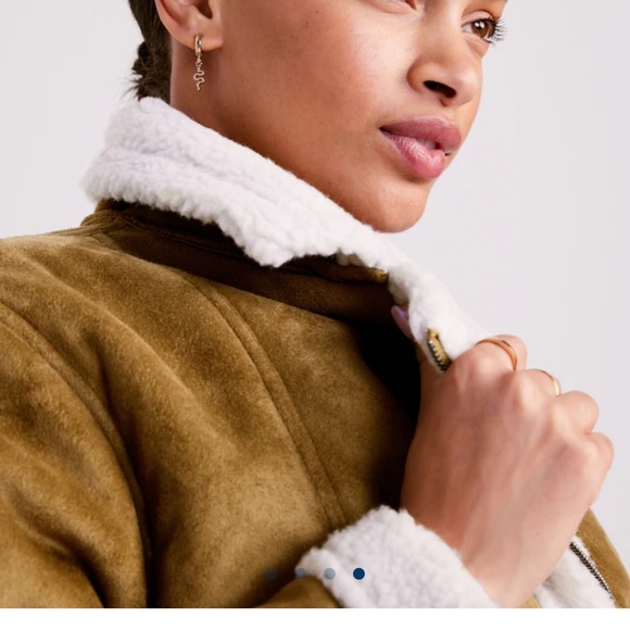 NWT OLD NAVY Faux-Suede Sherpa-Lined Moto Jacket Color Brown Size xtra small - Picture 4 of 5